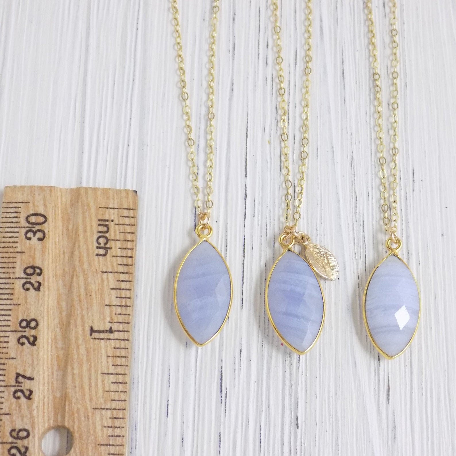 Blue Lace Agate Necklace - Personalized Lace Agate Pendant