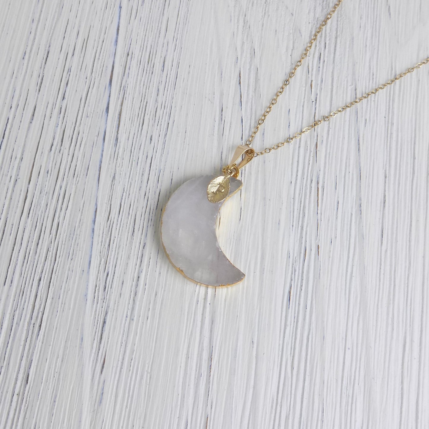 Boho Moon Necklace Gold, Crescent Moon Pendant, Personalized Custom Initial, Christmas Gift For Best Friend, R14-26