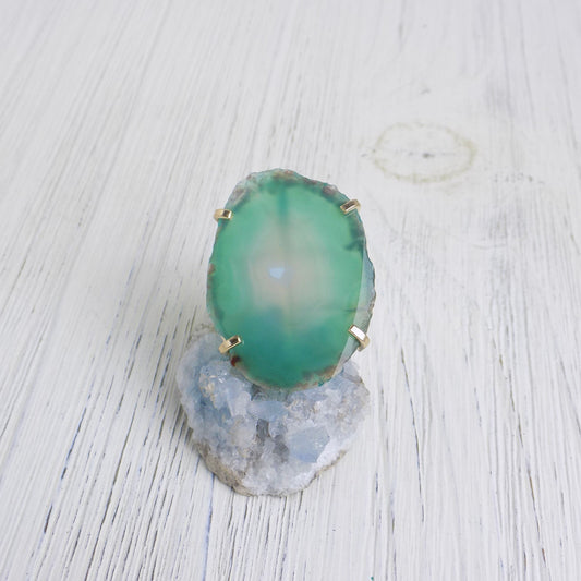 Unique Ring - Green Agate Ring