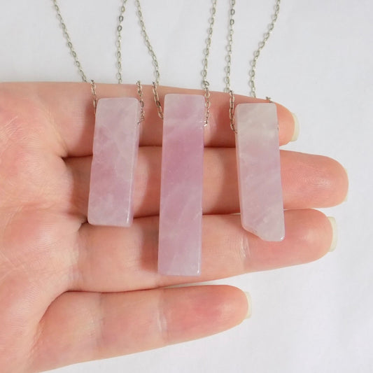 Rose Quartz Necklace, Light Pink Gemstone, Gold Or Silver Layer, Gift For Mom, K4-01