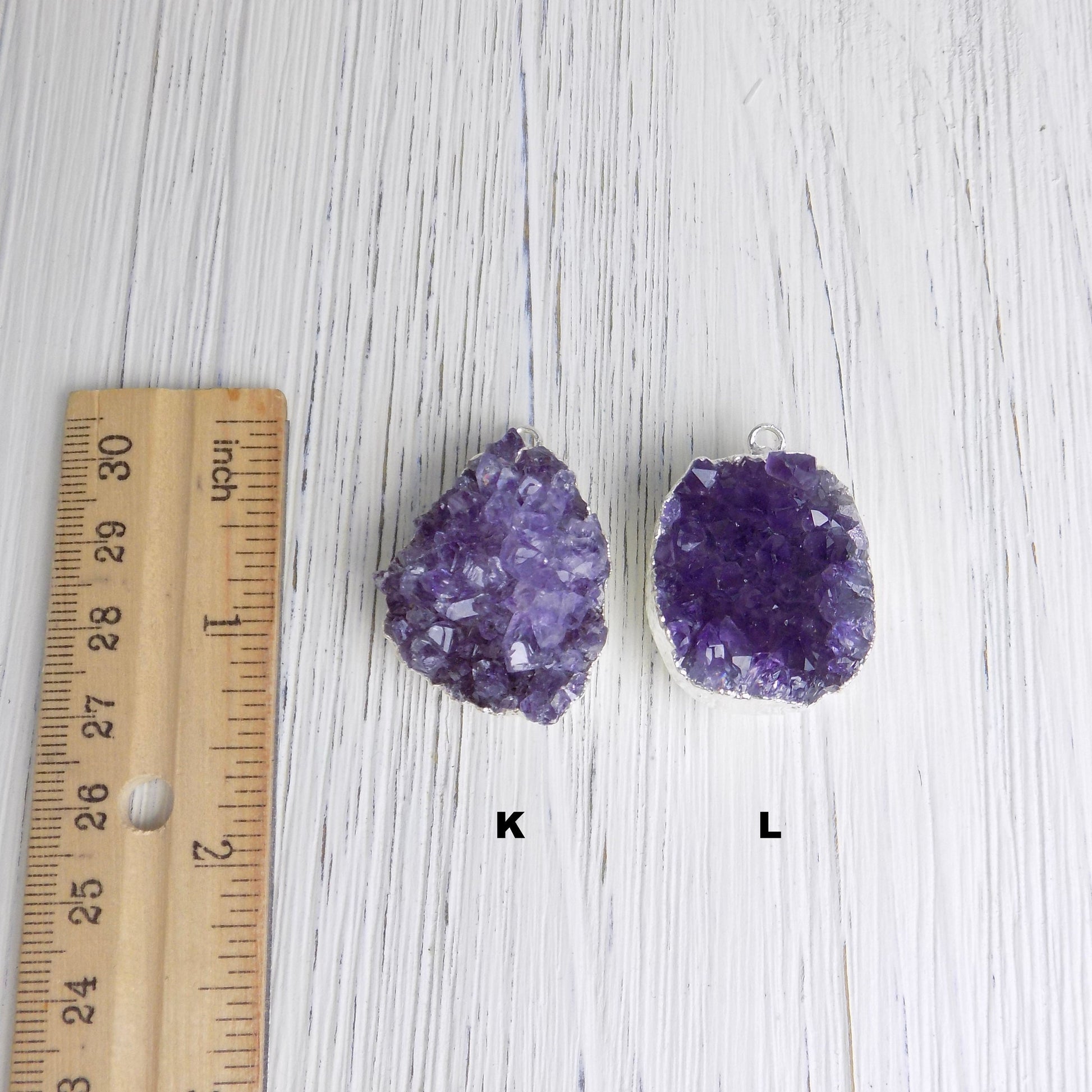 Small Amethyst Necklace Silver, Raw Purple Druzy Pendant, Gifts For Mom, Gift For Best Friend, R12-30