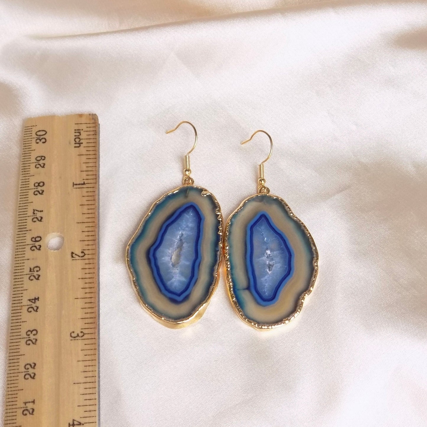 Gift For Mom - Blue Agate Earrings