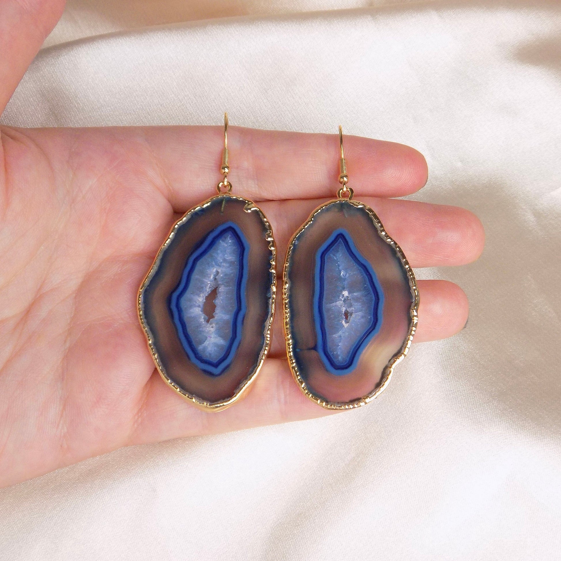 Gift For Mom - Blue Agate Earrings