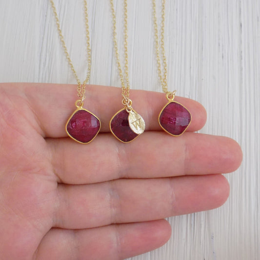 July Birthstone Necklace - Ruby Necklace