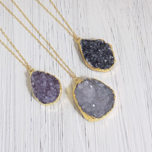 Gift Women - Druzy Necklace Gold