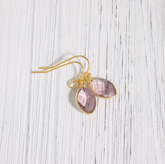 Morganite Earrings - Gold Morganite Dangle Earrings