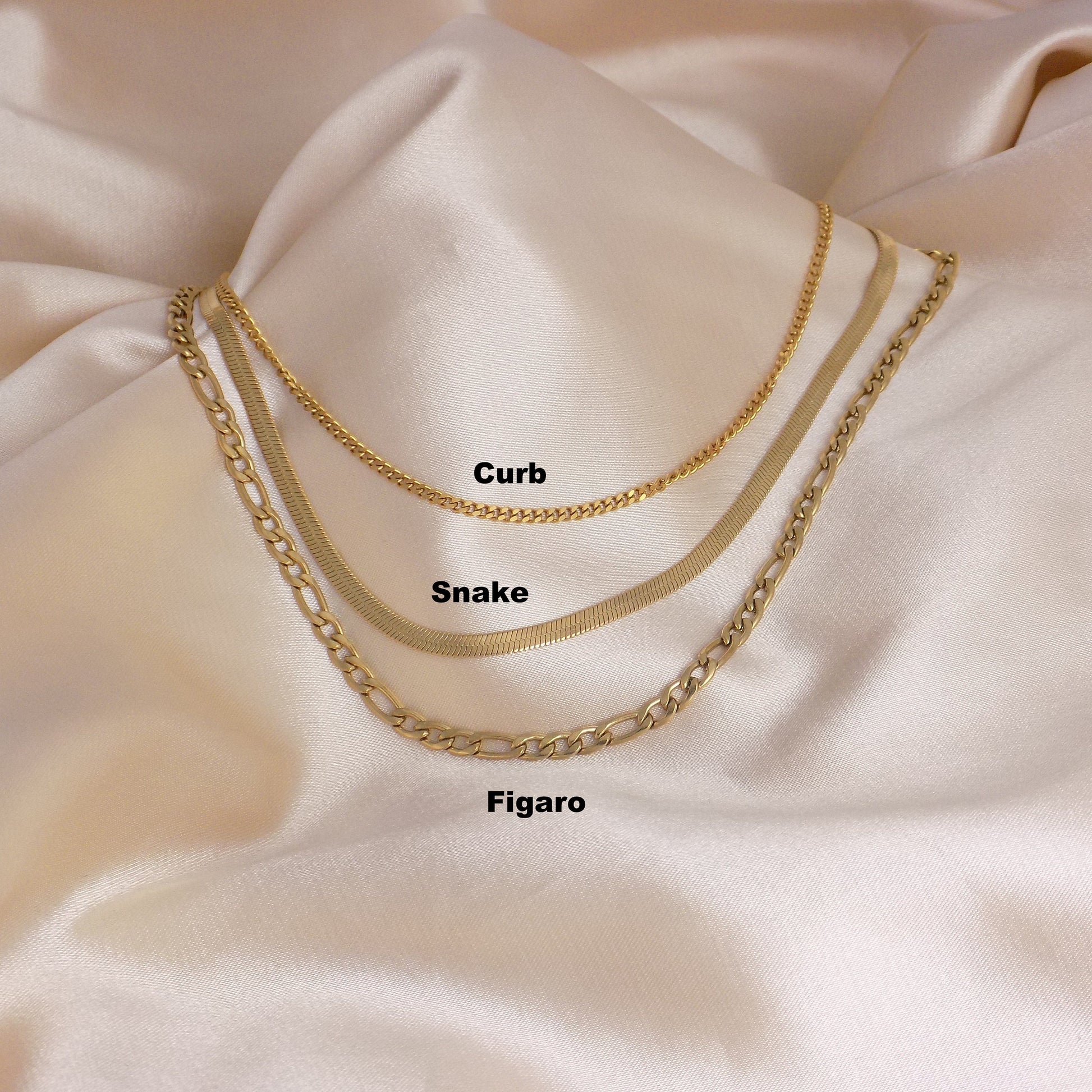 Gold Choker Necklace - 18K Gold Stainless Steel Chain