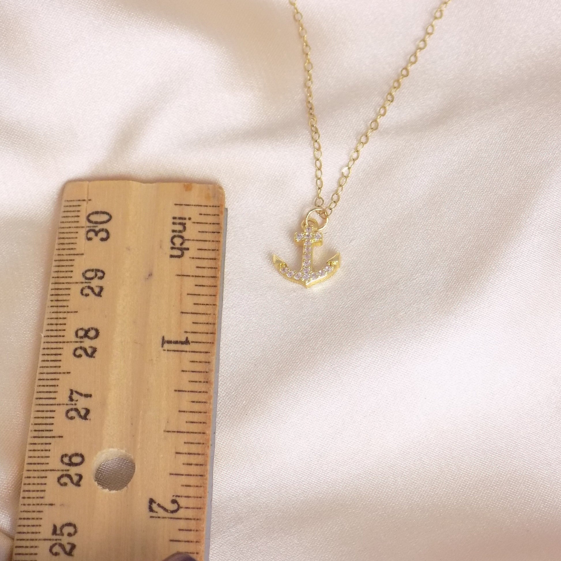 Tiny Anchor Necklace Gold - Cubic Zirconia Layering Necklace Simple Trendy - Gift For Girlfriend - M7-165