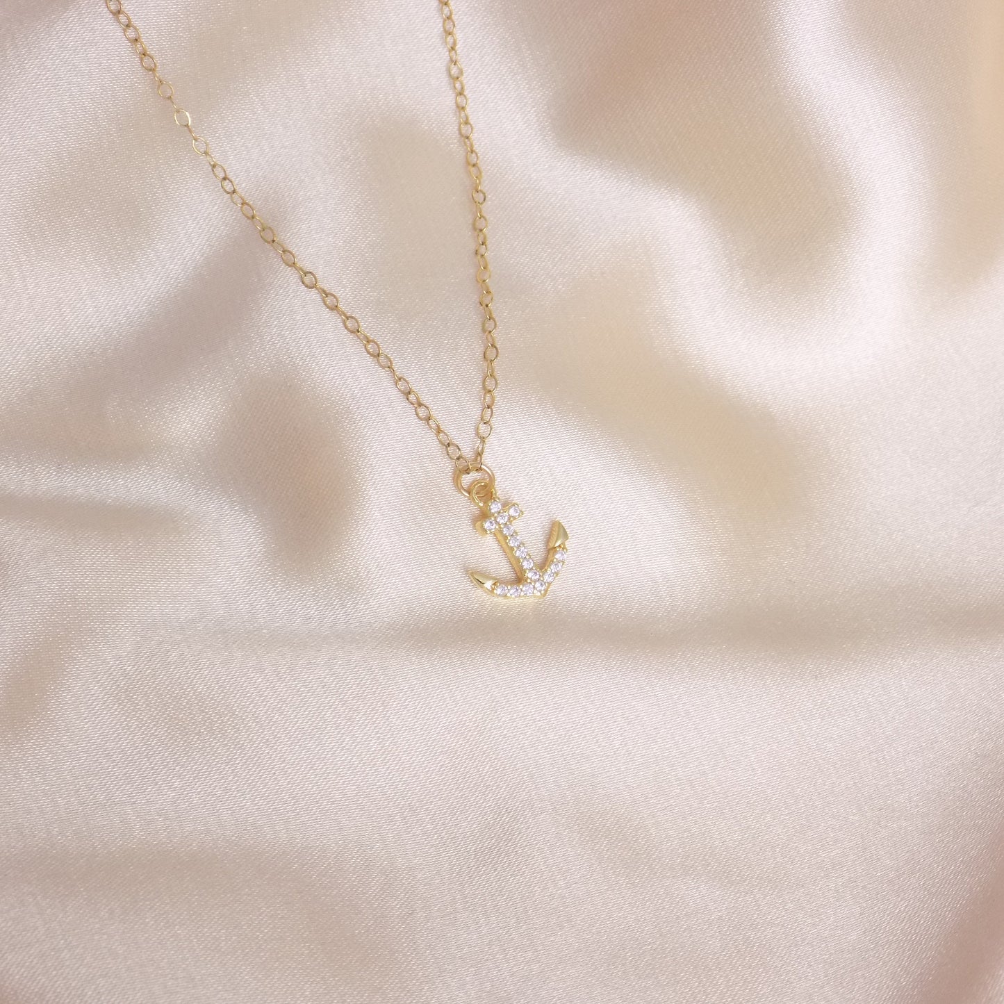 Tiny Anchor Necklace Gold - Cubic Zirconia Layering Necklace Simple Trendy - Gift For Girlfriend - M7-165