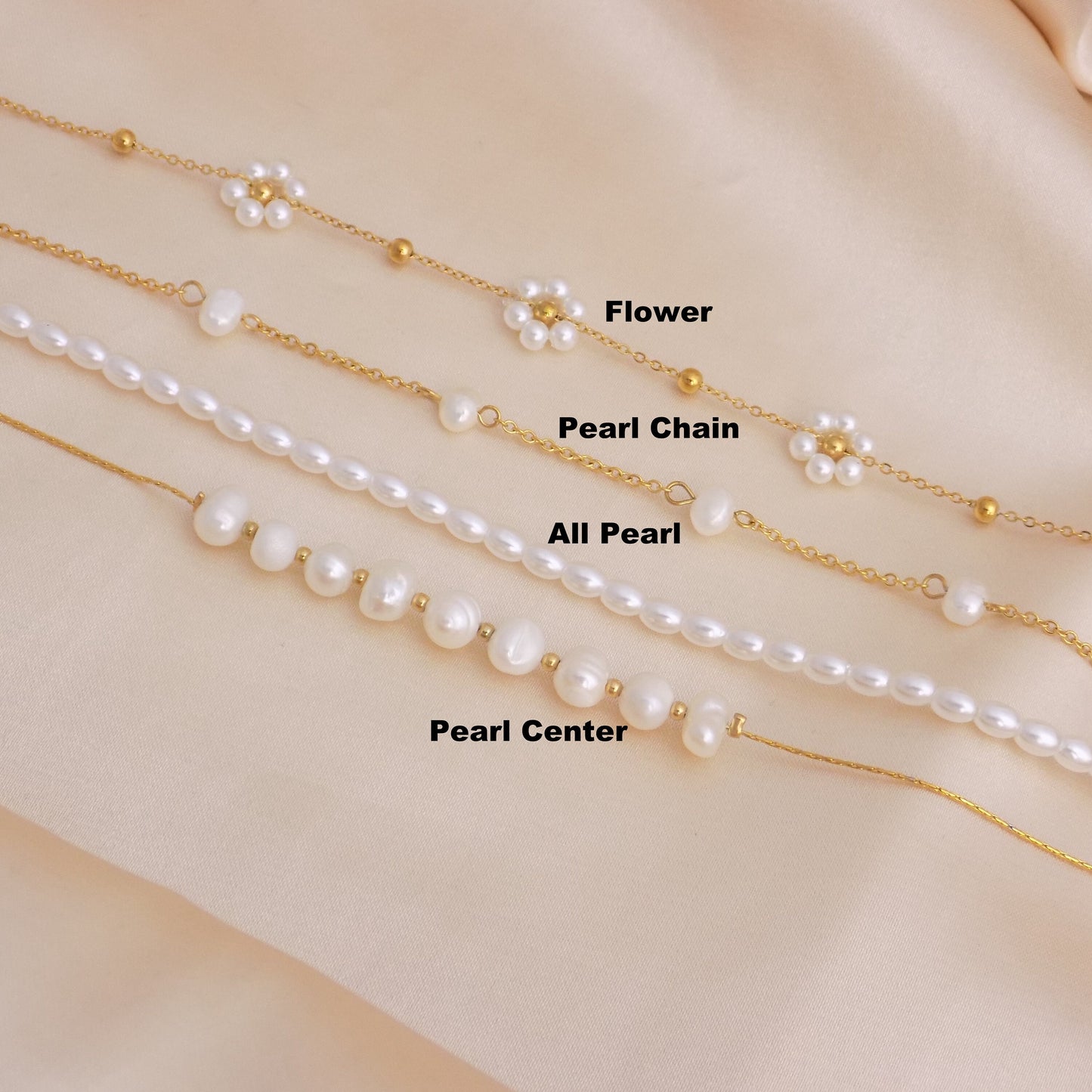 Dainty Pearl Bracelet Gold - Chain and Freshwater Pearl Bracelets Adjustable - Gift For Her - M7-186