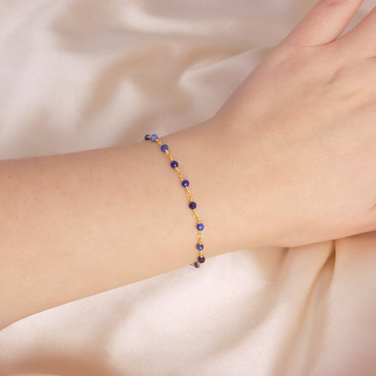 Blue Bracelet, Tiny Sodalite Bracelet - Blue Sodalite Gold - Dainty Super Thin Bracelet - Simple Bracelet Everyday - Gifts For Her - M7-203