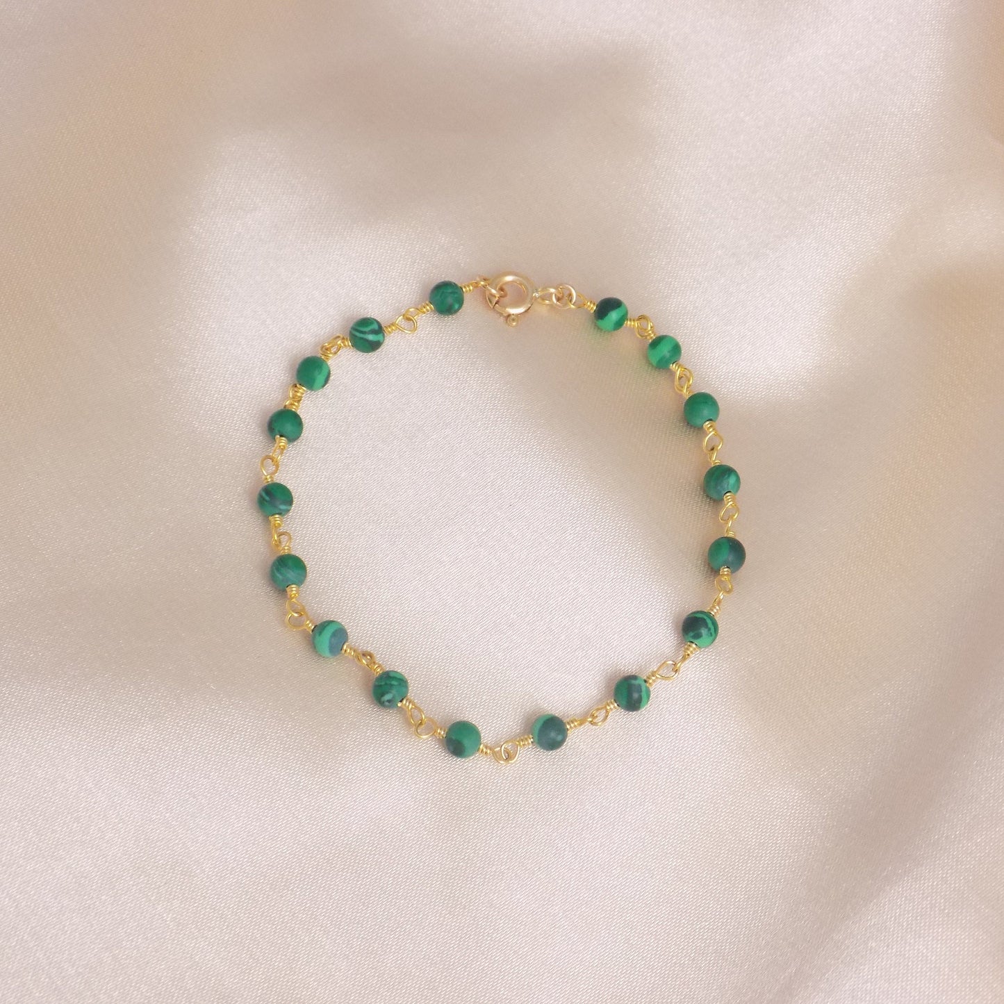 Tiny Malachite Bracelet - Green Malachite Bracelet Gold - Dainty Super Thin Bracelet - Simple Bracelet Everyday - Gifts For Her - M7-202