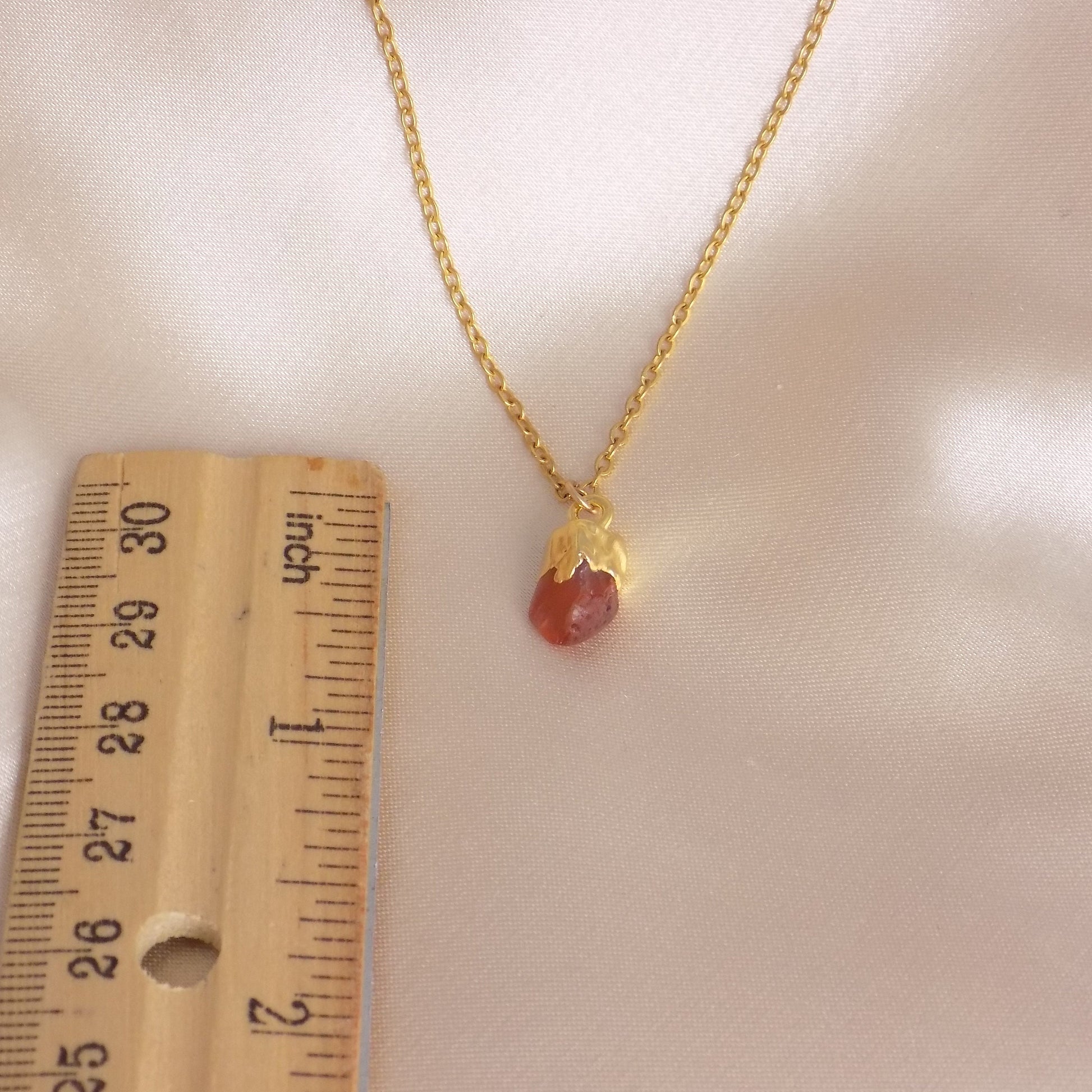 Raw Carnelian Necklace Gold, Orange Crystal Pendant Necklace For Layering, Gift For Mom, M7-16