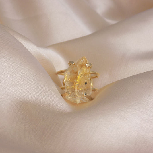 Citrine Ring Gold - Raw Citrine Ring