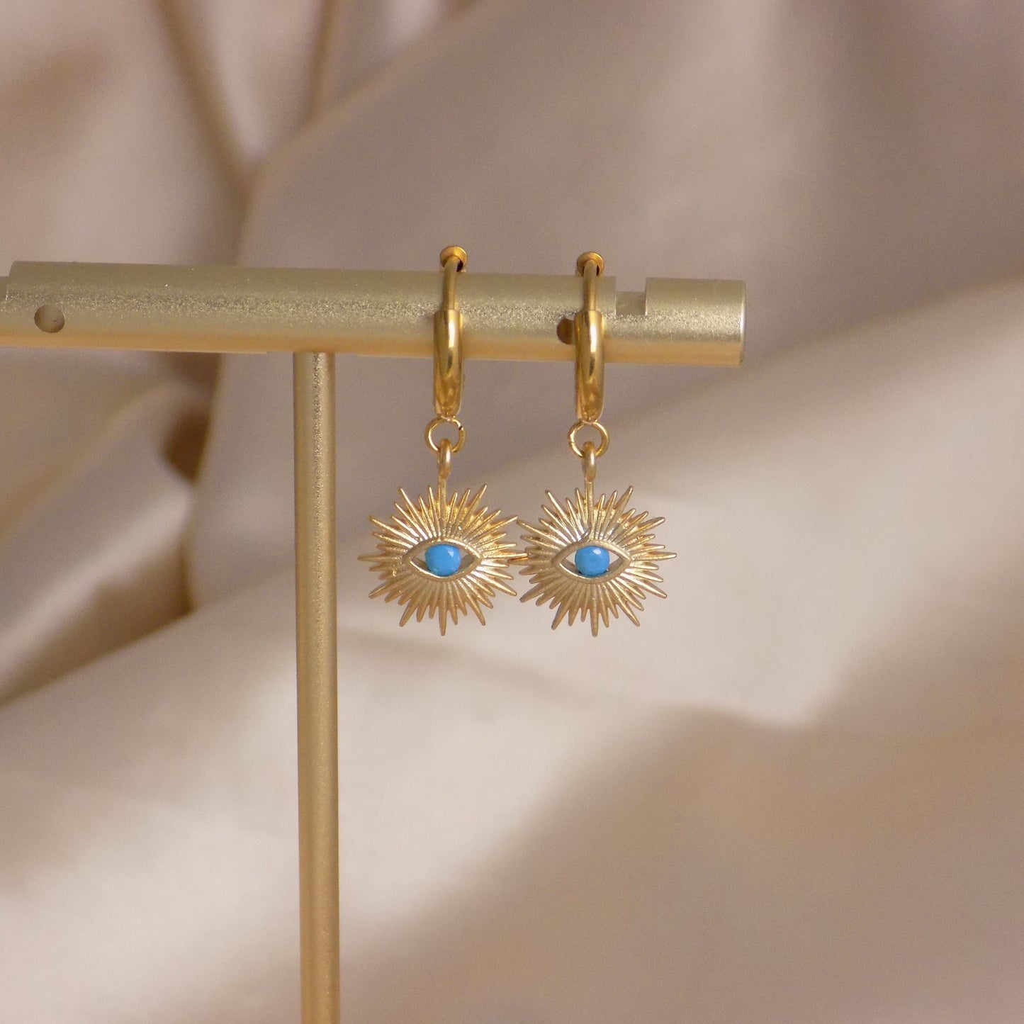 Evil Eye Hoop Earrings Gold, Protective Eye Turquoise, Gifts For Her, M7-288