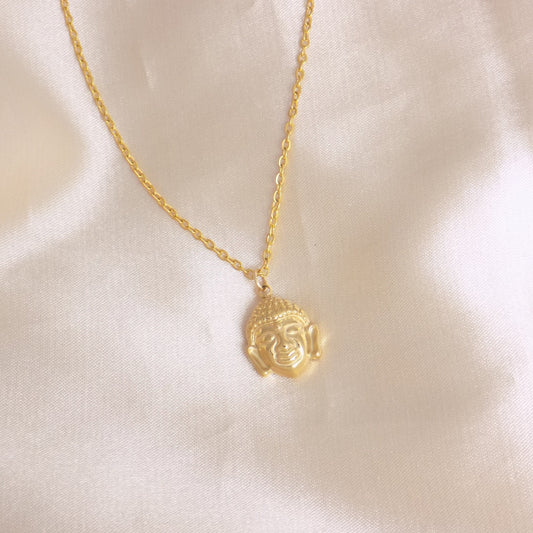 Gold Buddha Necklace, Buddha Charm Jewelry, 18K Gold Stainless Steel, Dainty Layer, Gift For Her, M7-316