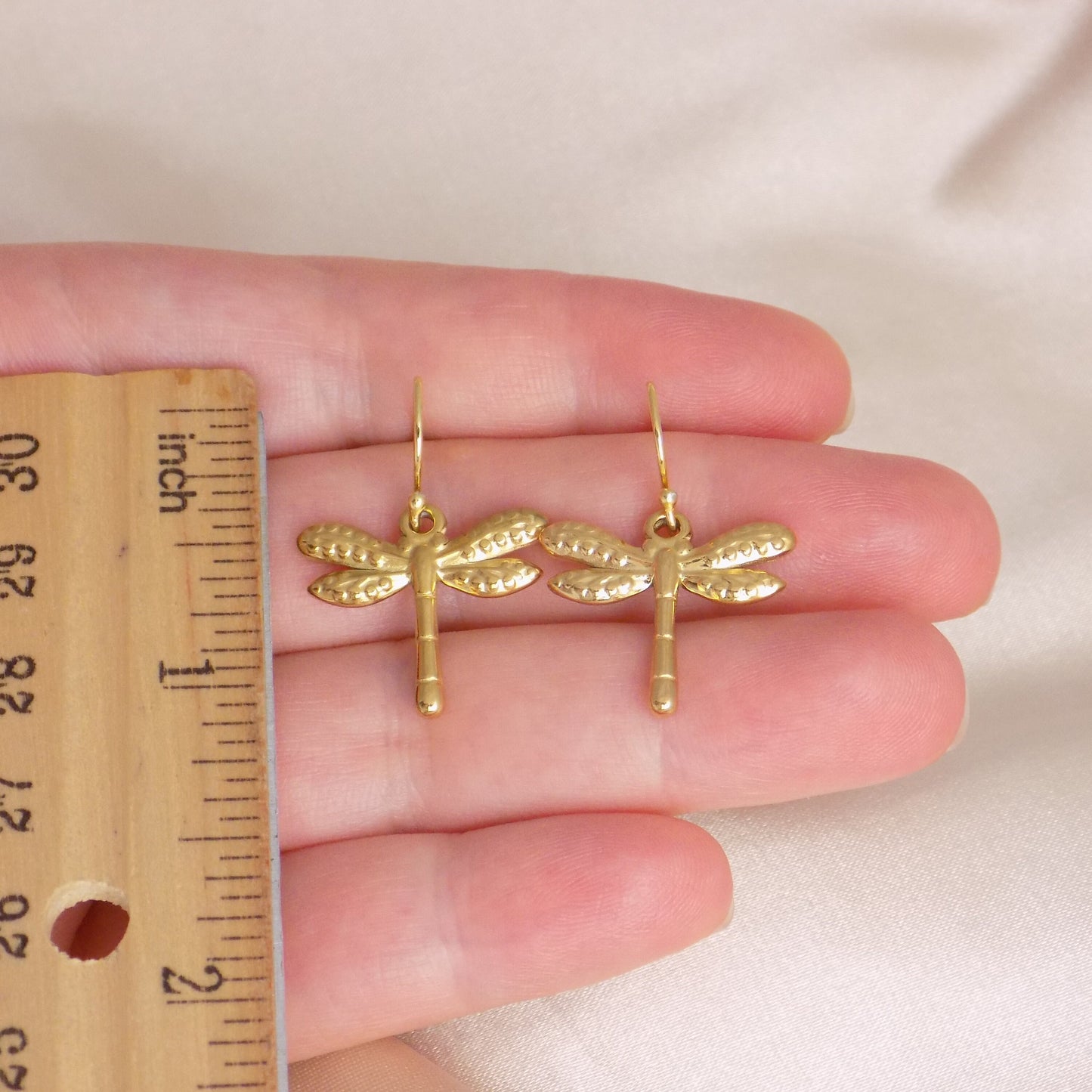 Dragonfly Earrings Gold, Charm Dangle Earring, Unique Jewelry, Gift For Her, M7-331