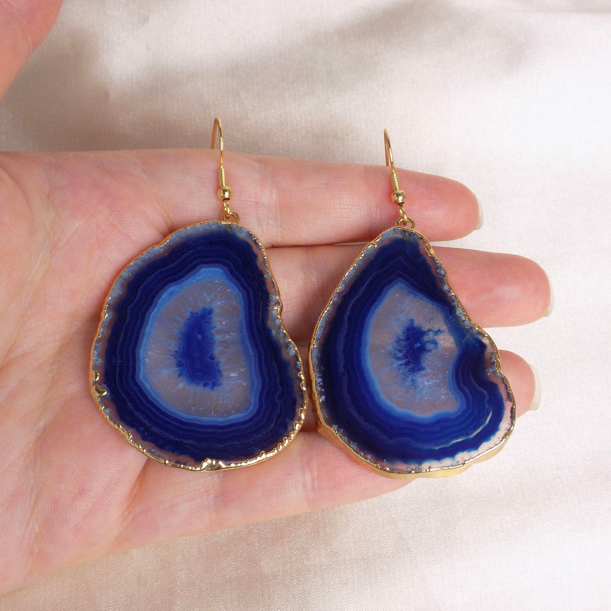 Statement Earrings - Blue Agate Earrings