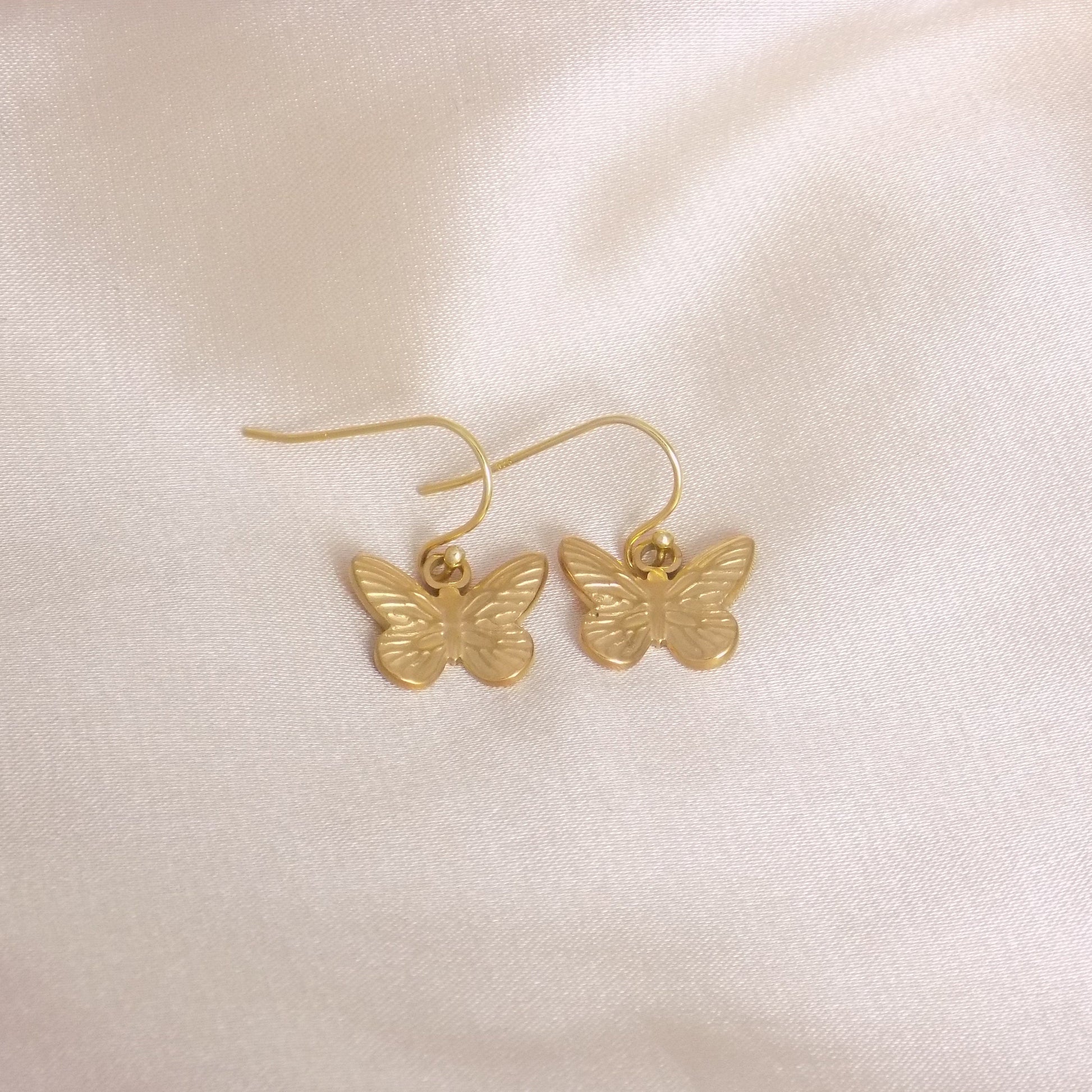 Gold Butterfly Earrings, Minimalist Butterfly, Small Butterfly Dangle Earring, Unique Gifts Women, M7-353