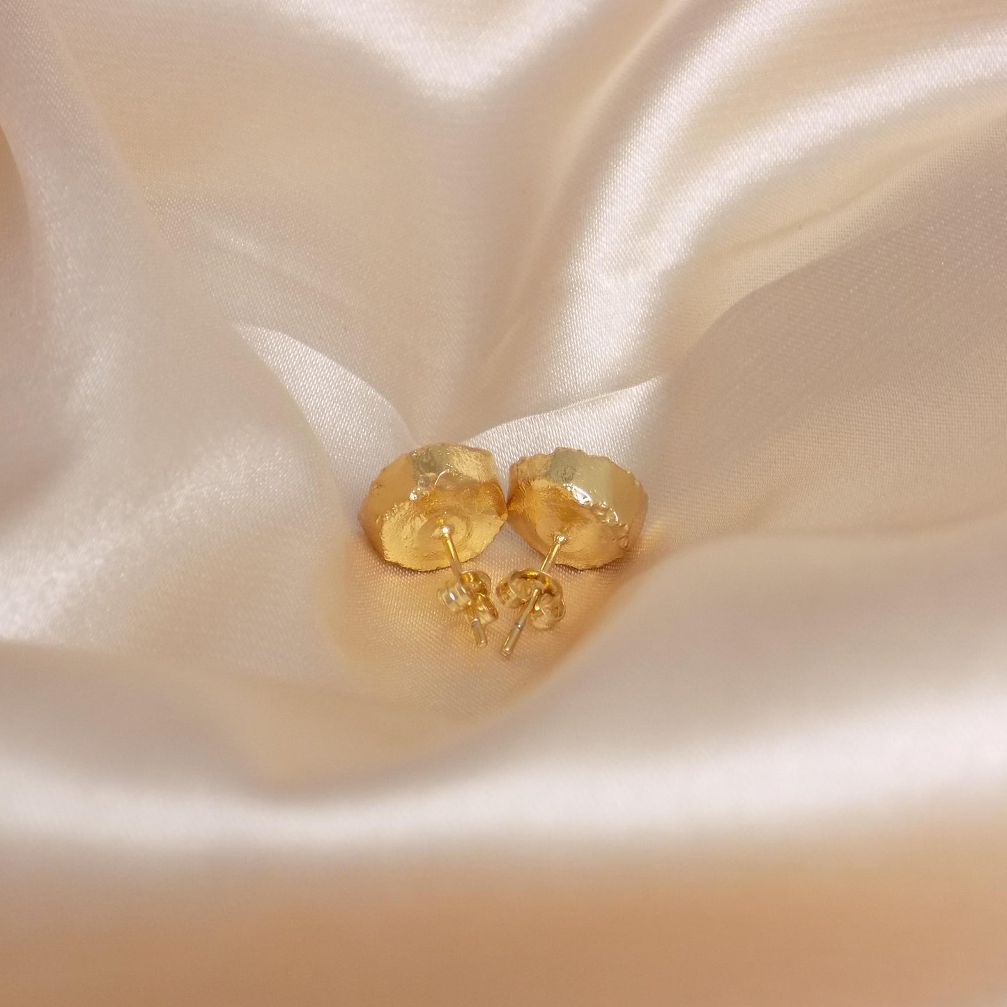 Raw Citrine Earrings Studs Gold, Yellow Gemstone Stud Earring For Women, Gifts for Mom, M7-387