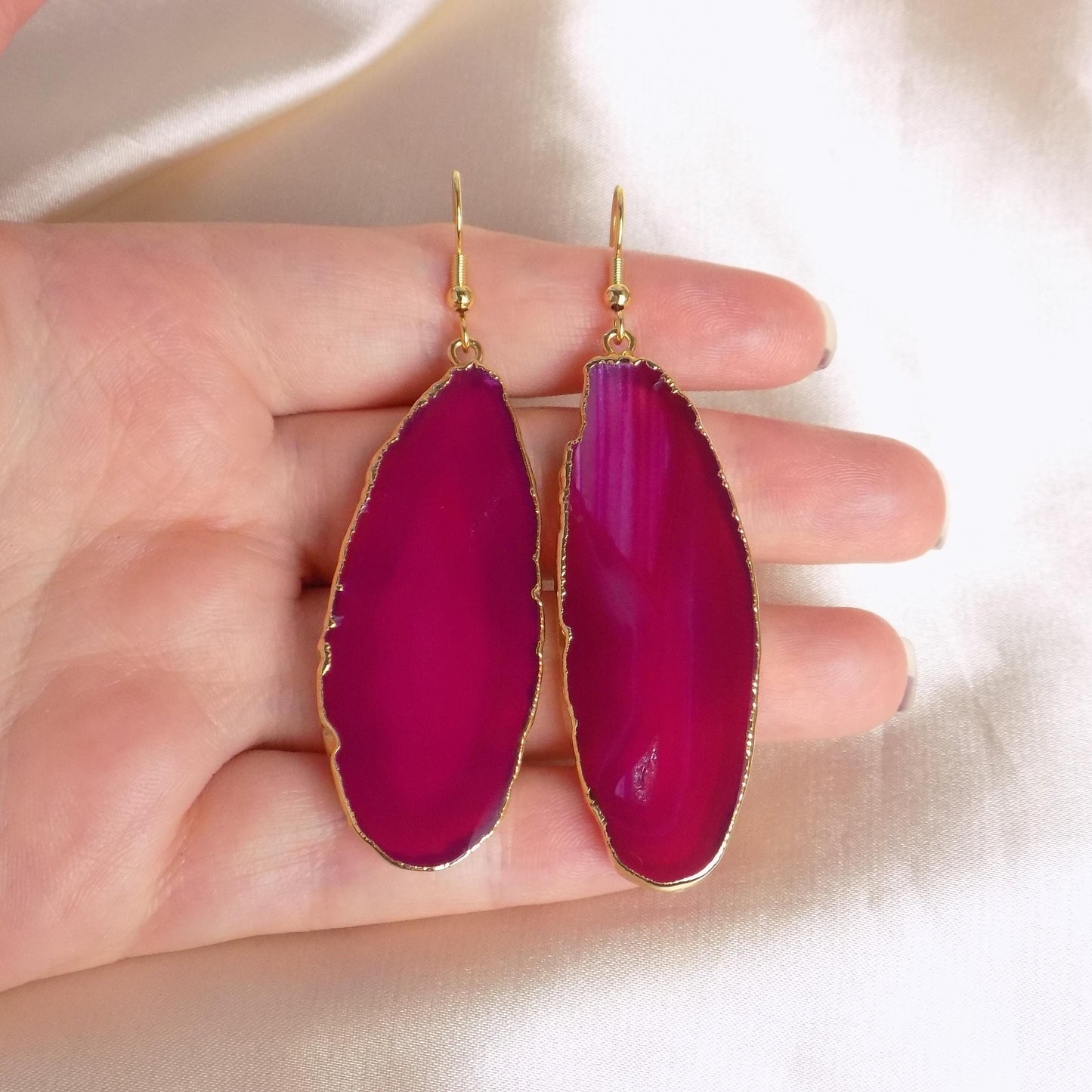 Gift For Her - Hot Pink Druzy Earrings