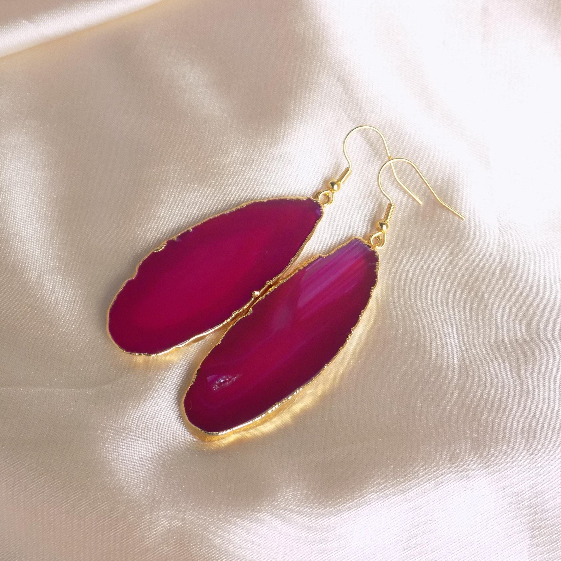 Gift For Her - Hot Pink Druzy Earrings