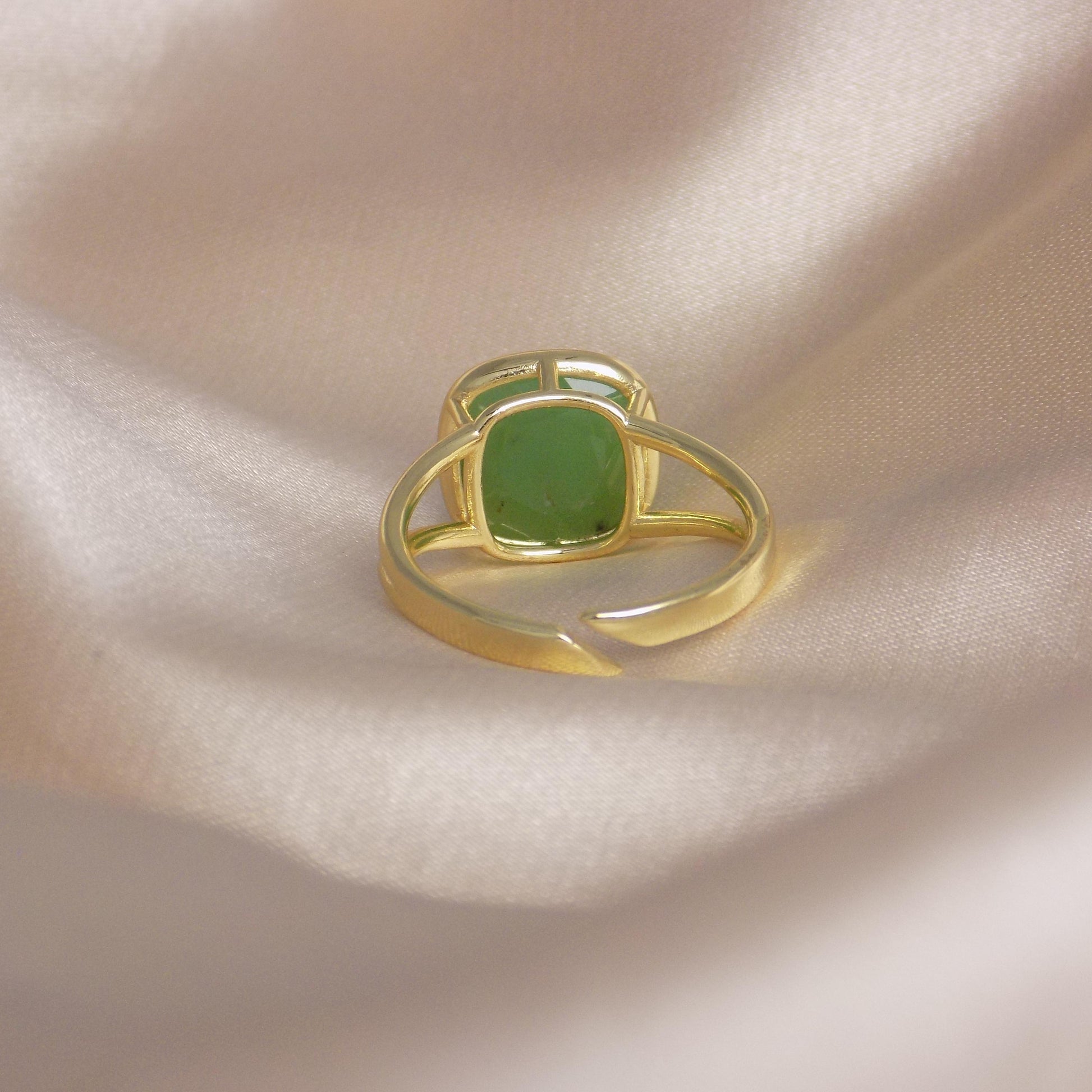 Raw Chrysoprase Ring Gold, Small Green Stone Ring Adjustable, Gift For Her, M7-421