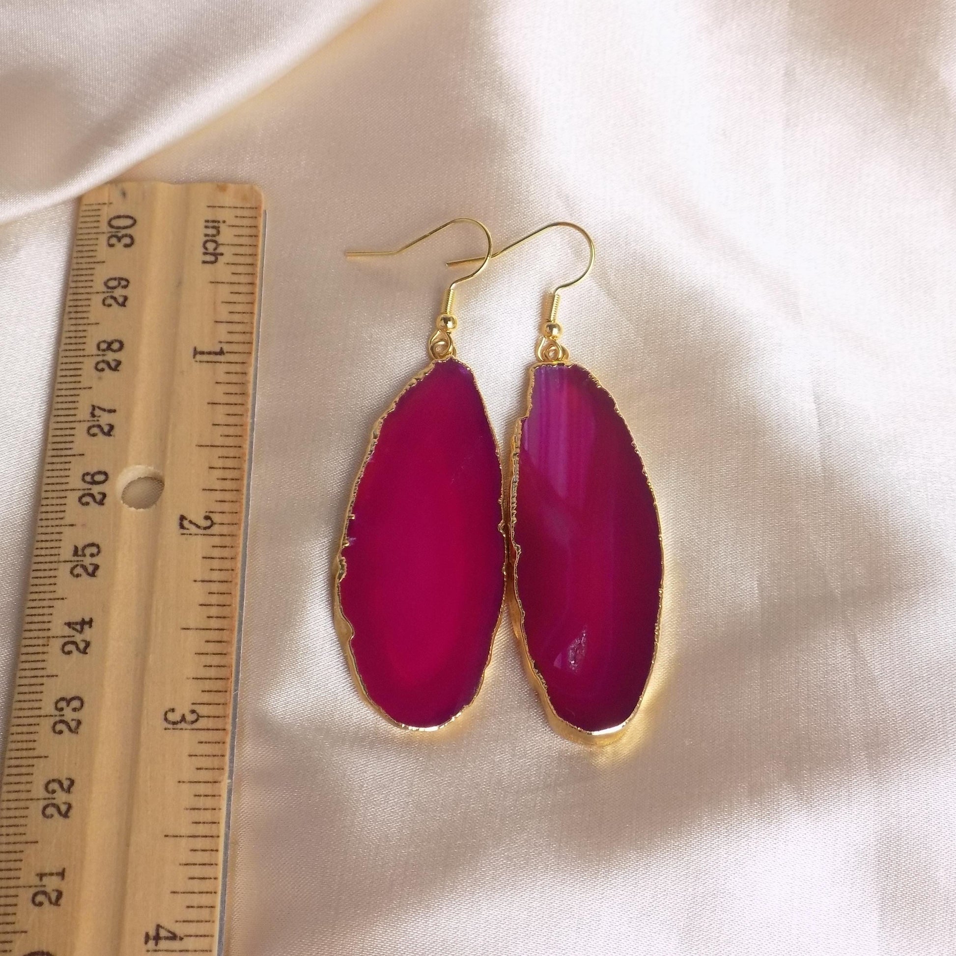 Gift For Her - Hot Pink Druzy Earrings