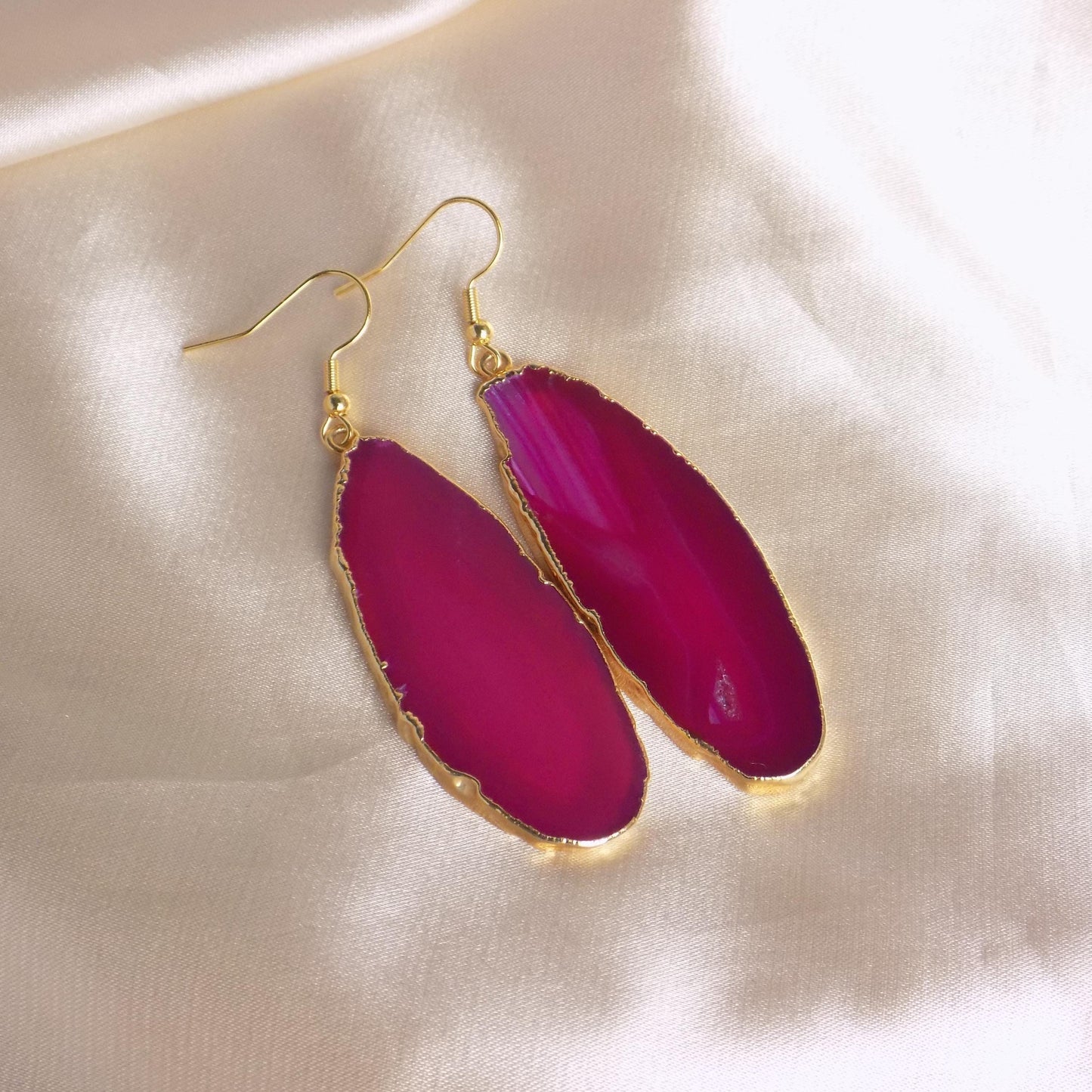 Gift For Her - Hot Pink Druzy Earrings