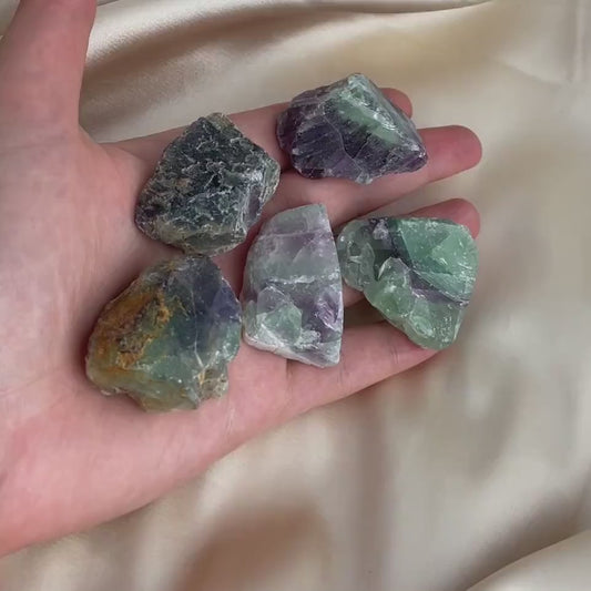 Raw Fluorite Crystal, Rough Rainbow Fluorite Green Purple, Boho Home Decor, Coffee Table Accessories, Healing Crystals Spiritual, M6-111