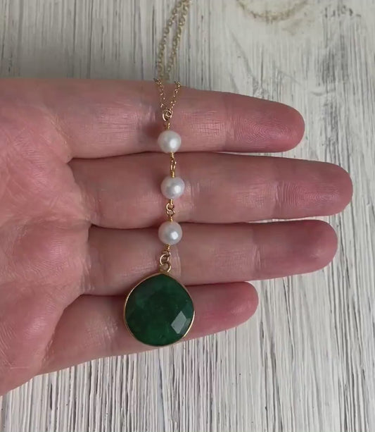 Emerald Necklace - Pearl Y Necklace