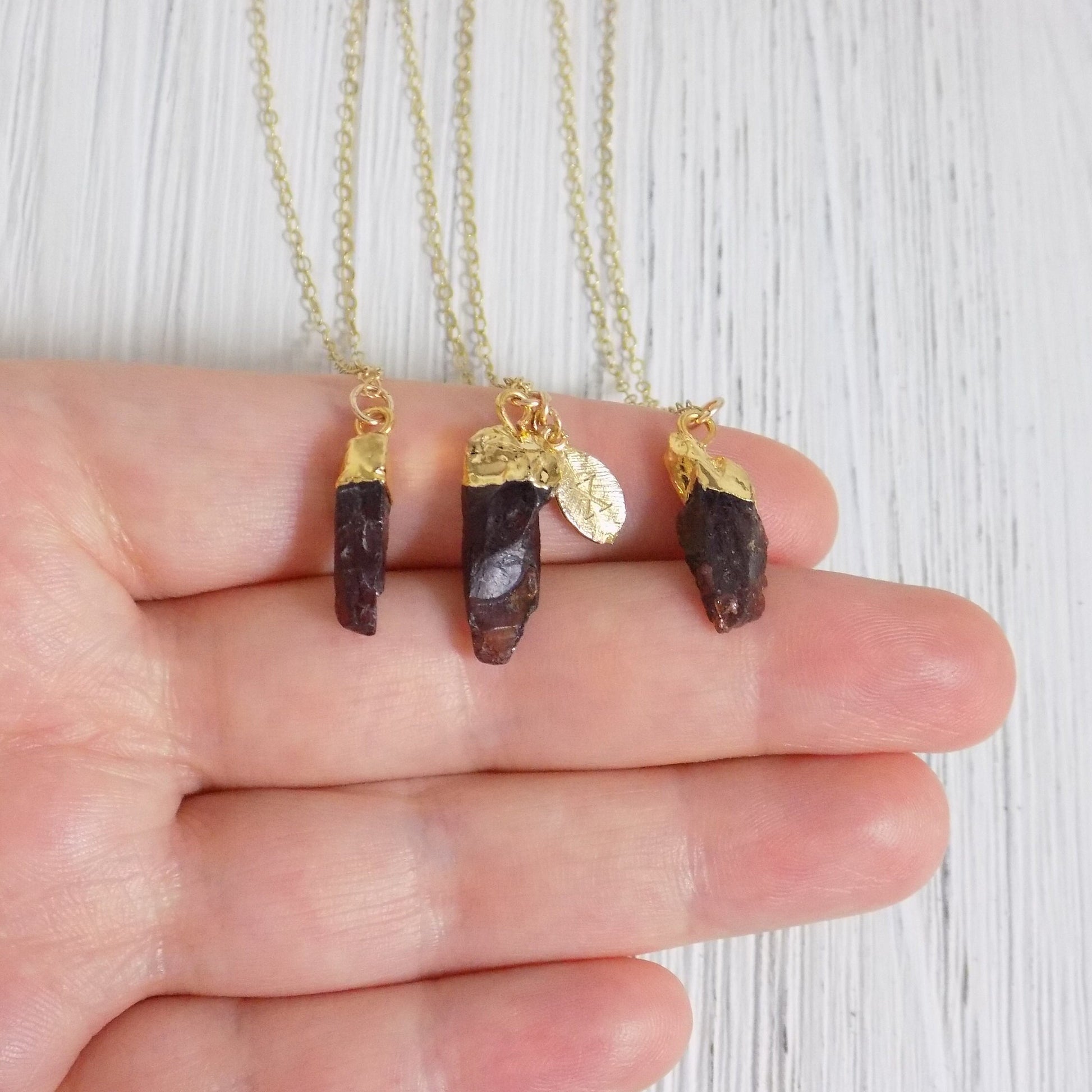 Raw Garnet Necklace - Personalized Garnet Necklace Gold Fill