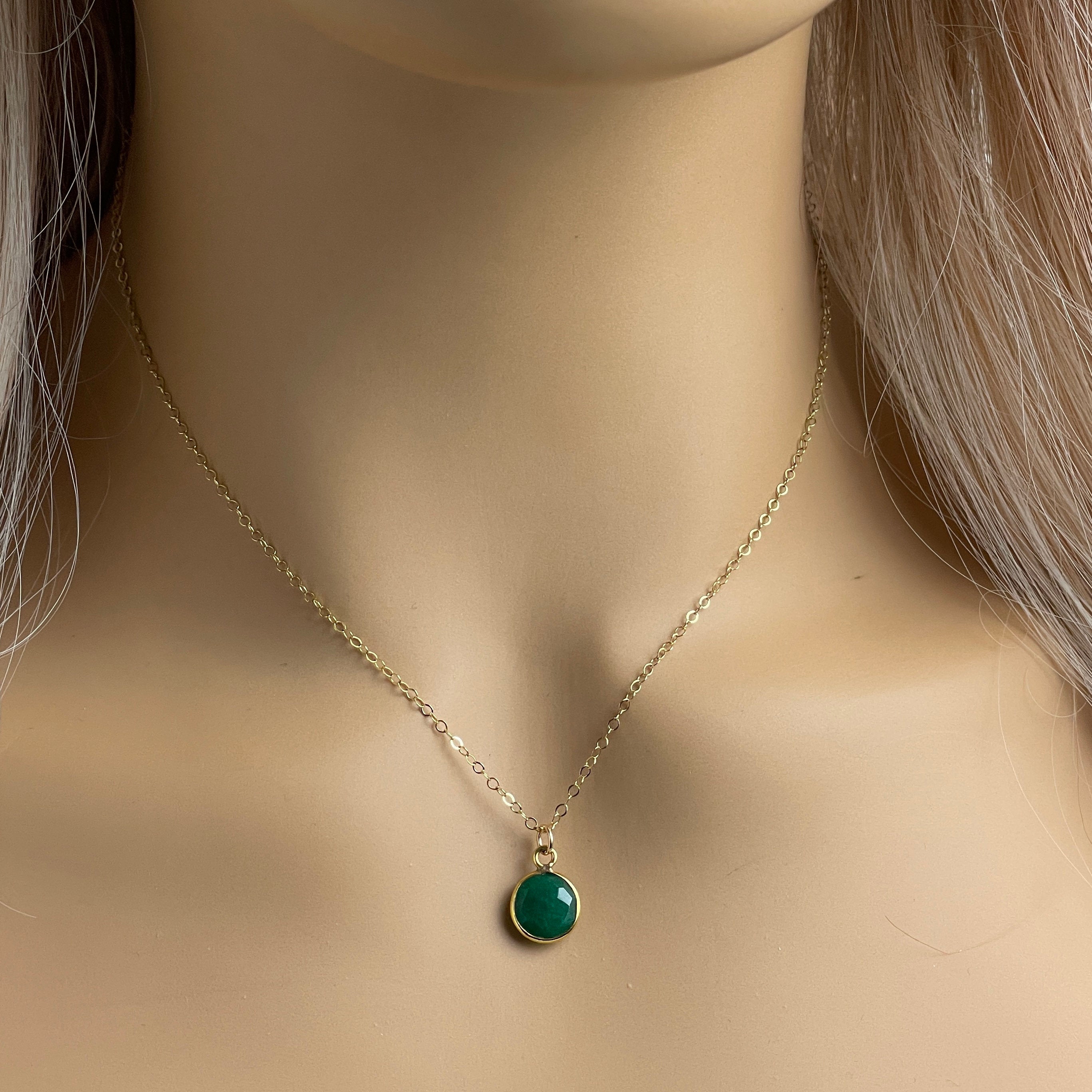 Small emerald online pendant necklace