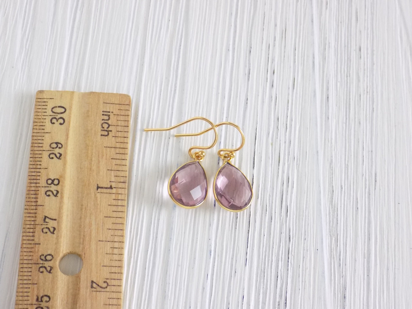 Teardrop Morganite Earrings Gold, Blush Pink Dangle Drop Earring, Gifts For Mom, M2-52