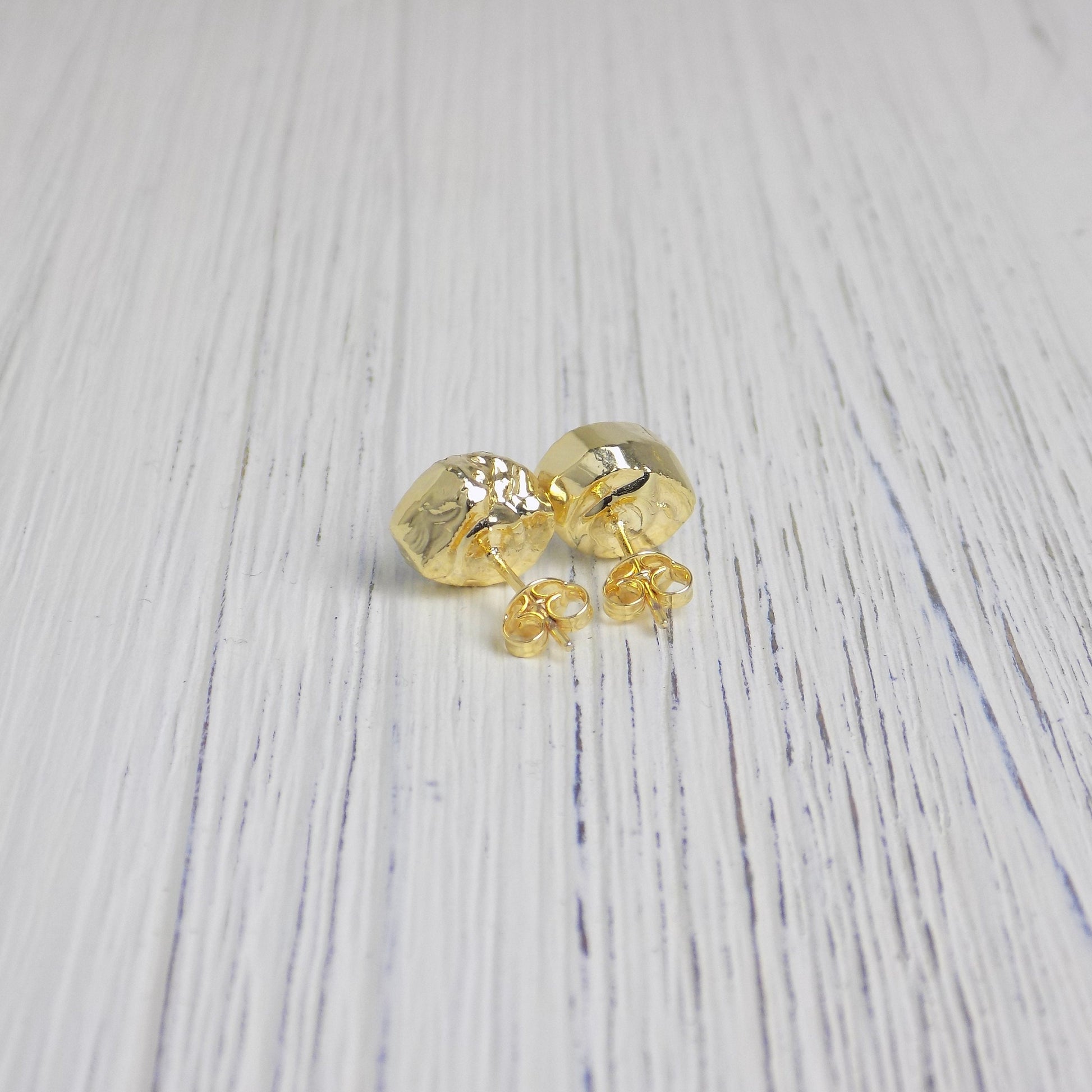 Black Gray Crystal Gemstone Stud Earrings Gold, Druzy Earrings, Gifts For Mom, G14-64