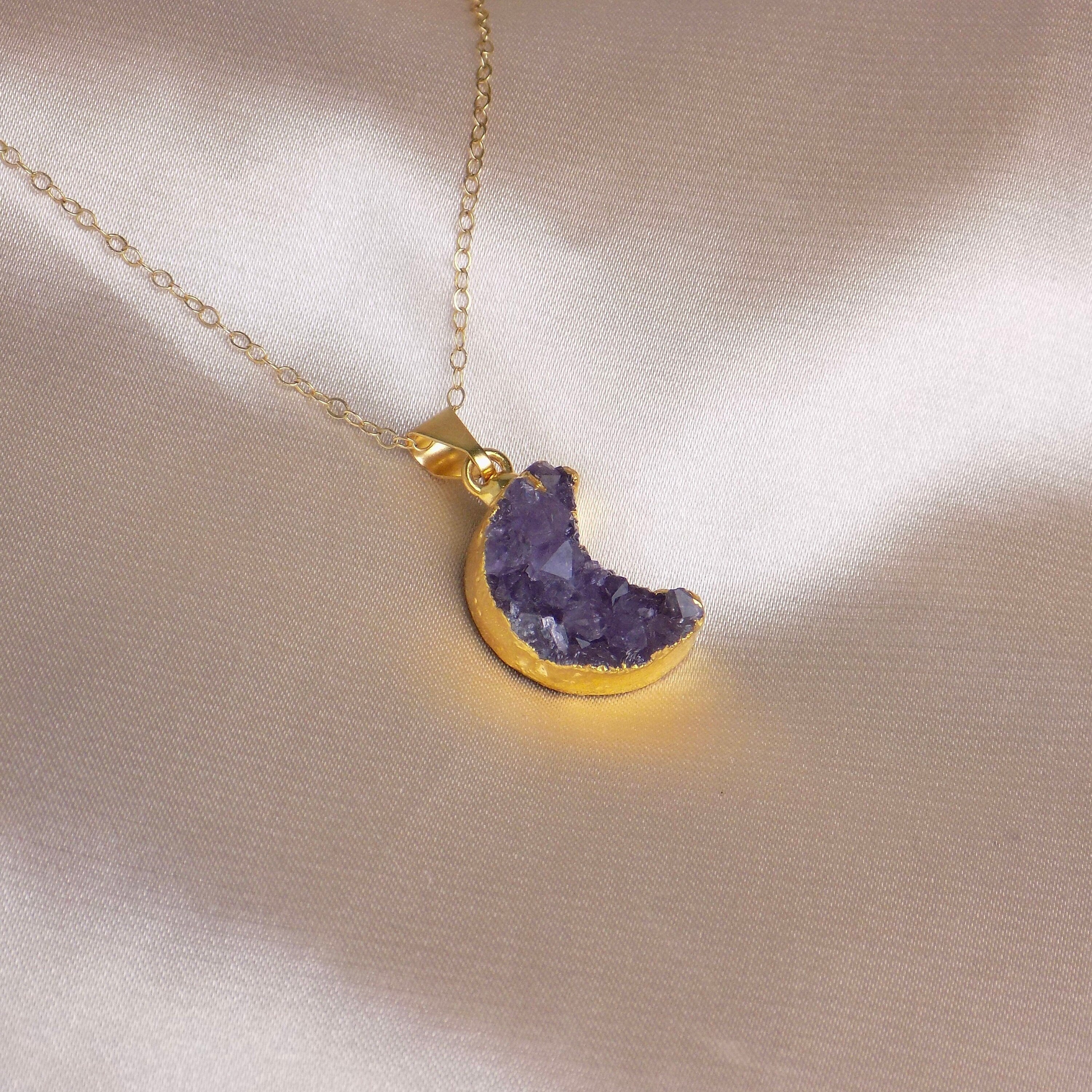 Amethyst Necklace w/ Dainty discount Moon