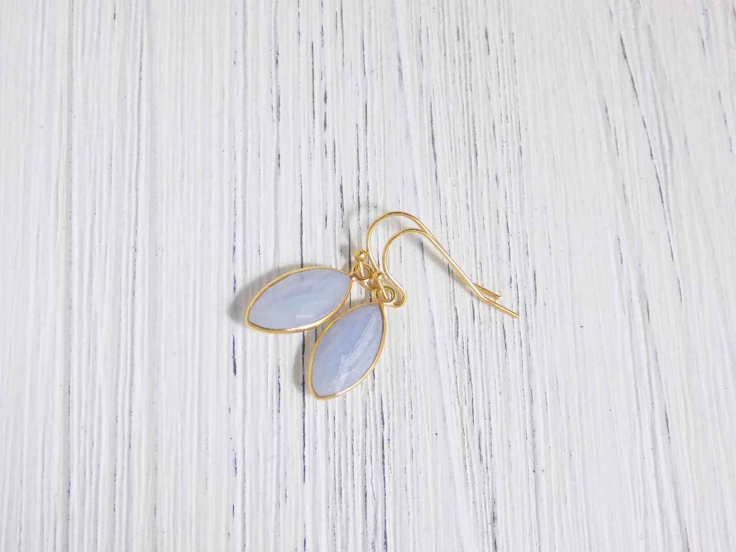 Blue Lace Agate Earrings Small - Light Blue Agate Earring