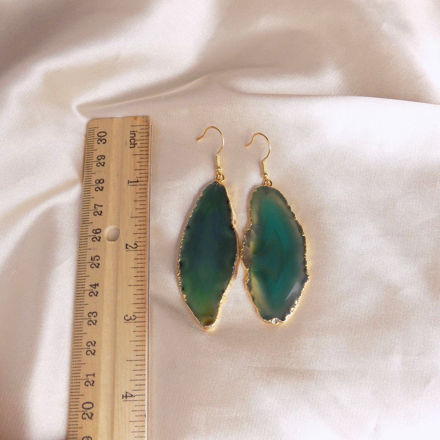 Statement Earring - Green Agate Earrings Large