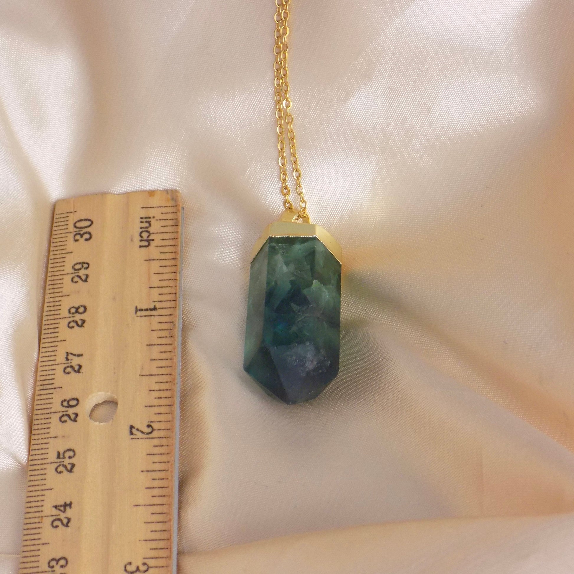 Green Fluorite Necklace, Raw Crystal Point Necklace Boho, Gold Layering, Best Friend Gift Women, M7-70