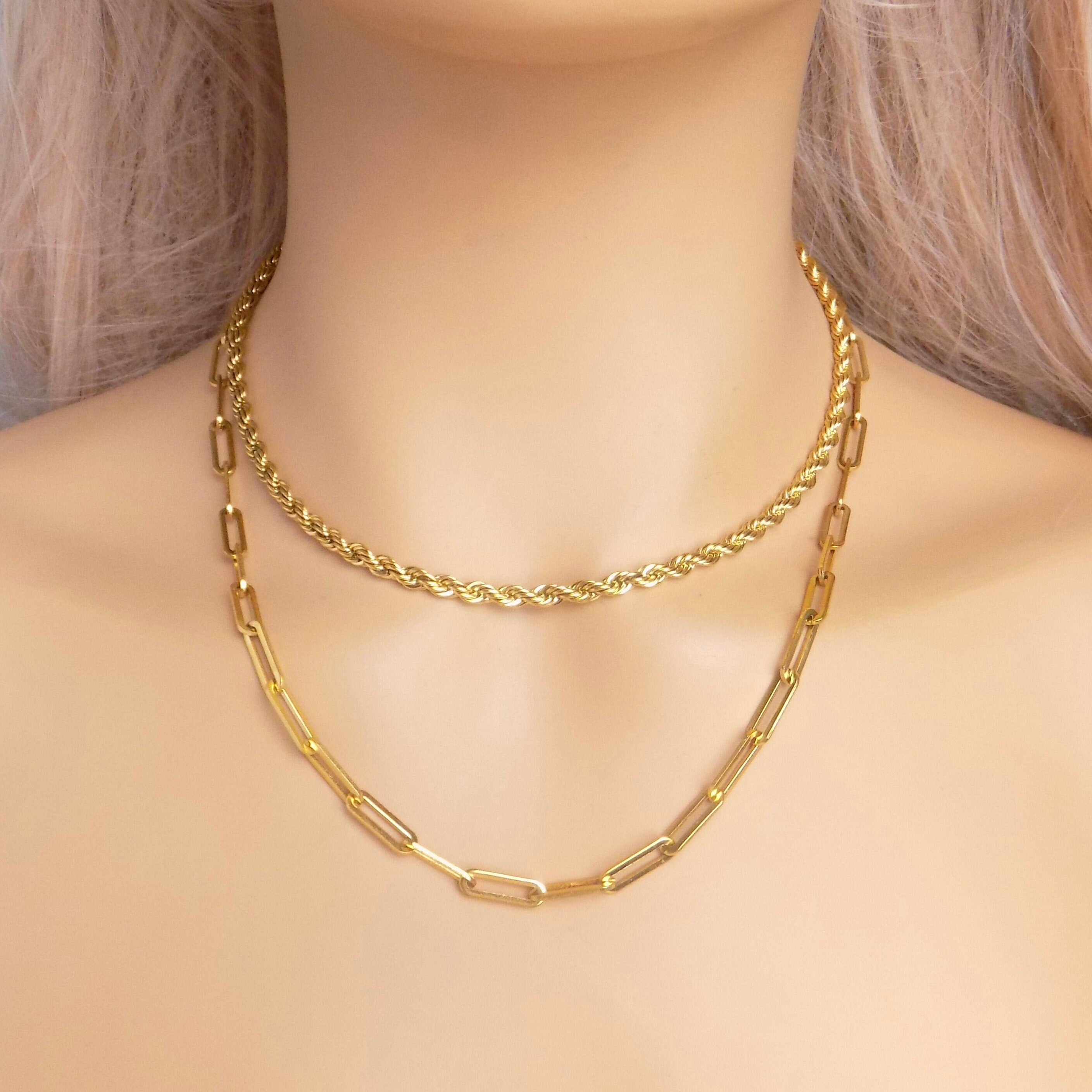 Men's Gold Chunky T-Bar Curb Link Necklace - Tilly Sveaas Jewellery